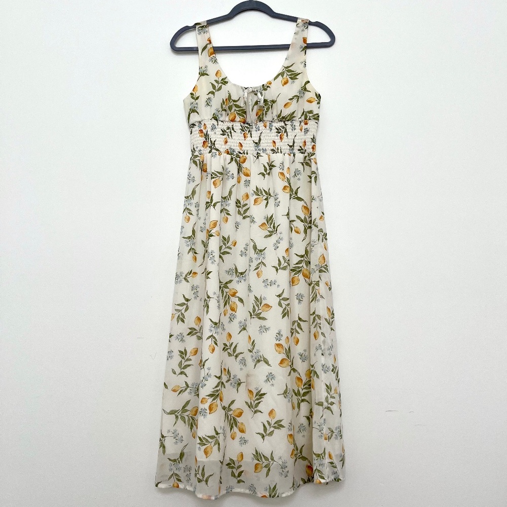 Sincerely Jules floral midi dress babydoll cottagecore smocked waist size S